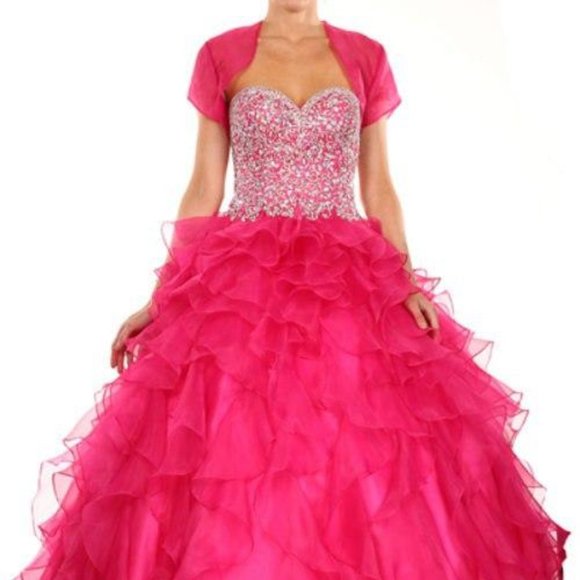Strapless Ballgown Illusion Cape Prom Dress JT322